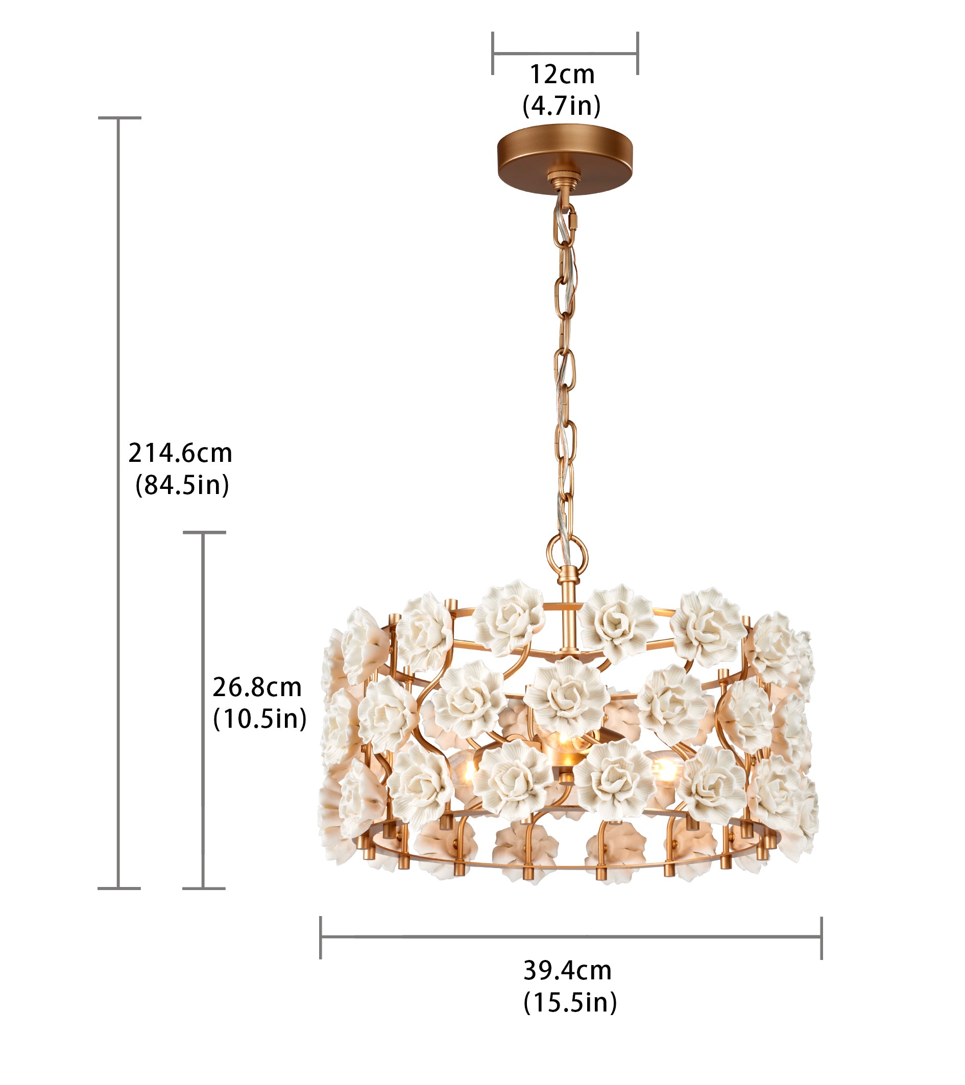 Bianca 3 Light Gold Chandelier