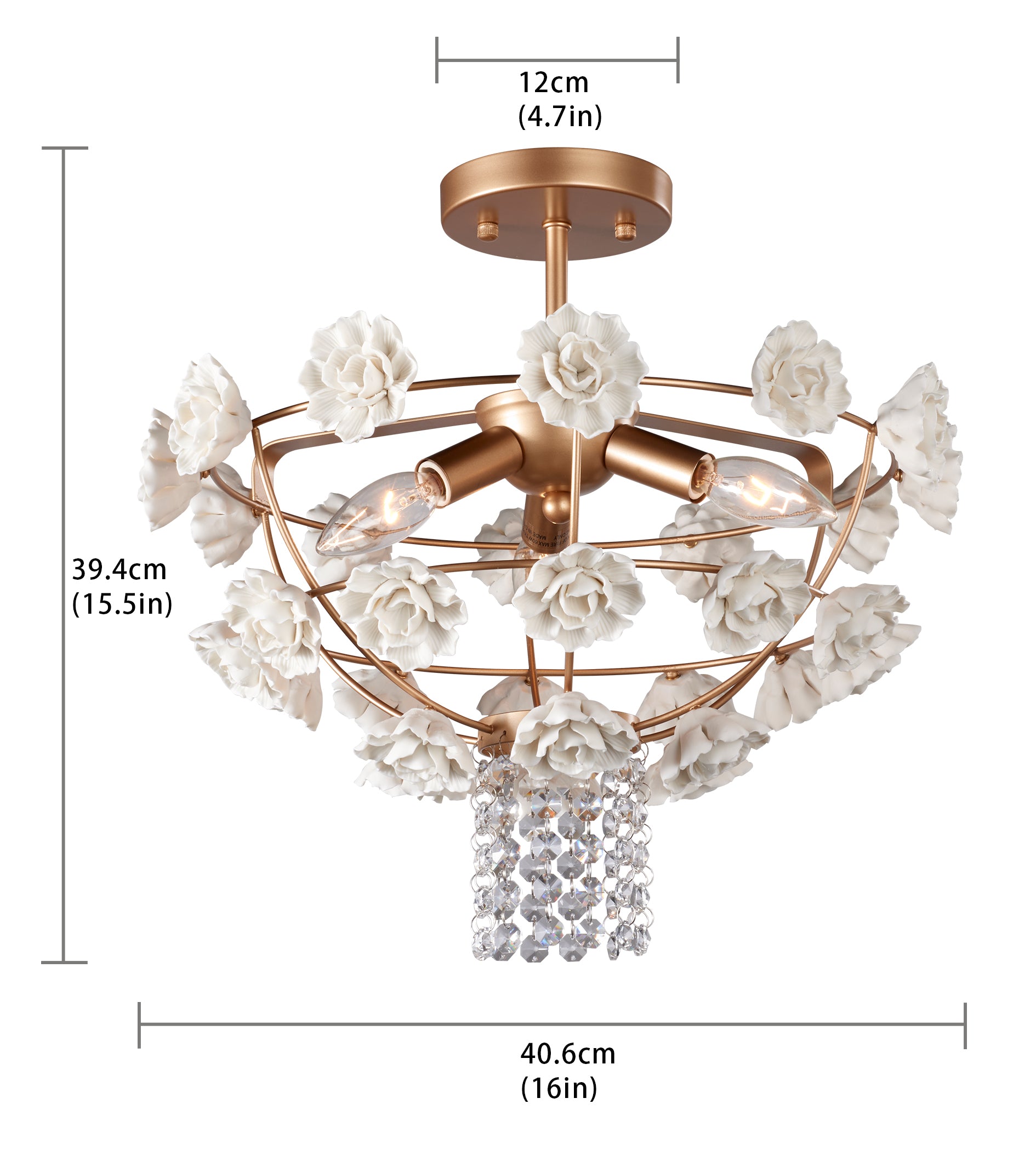 Bianca Semi Flush Gold Light