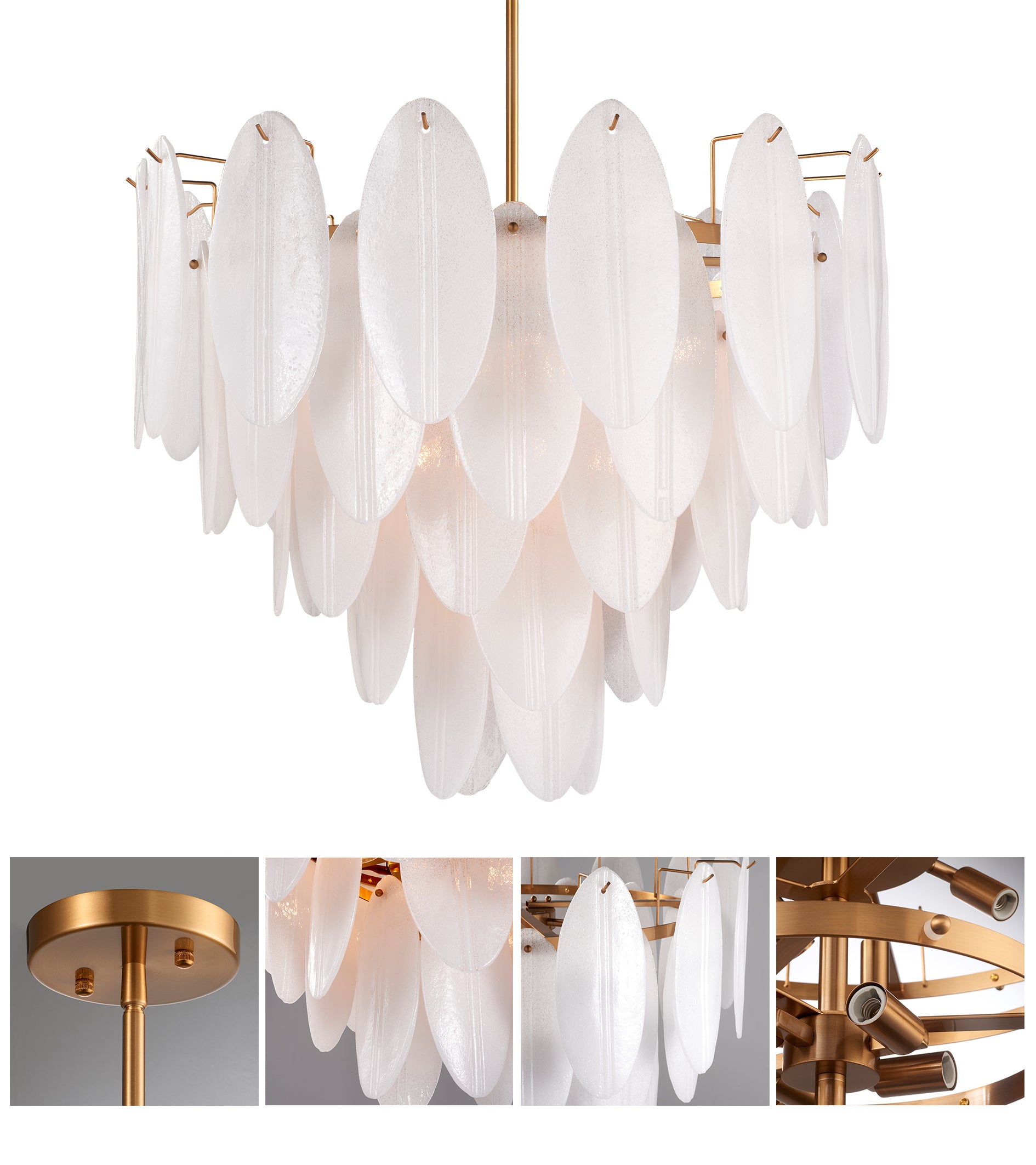 Gracey White Glass Chandelier