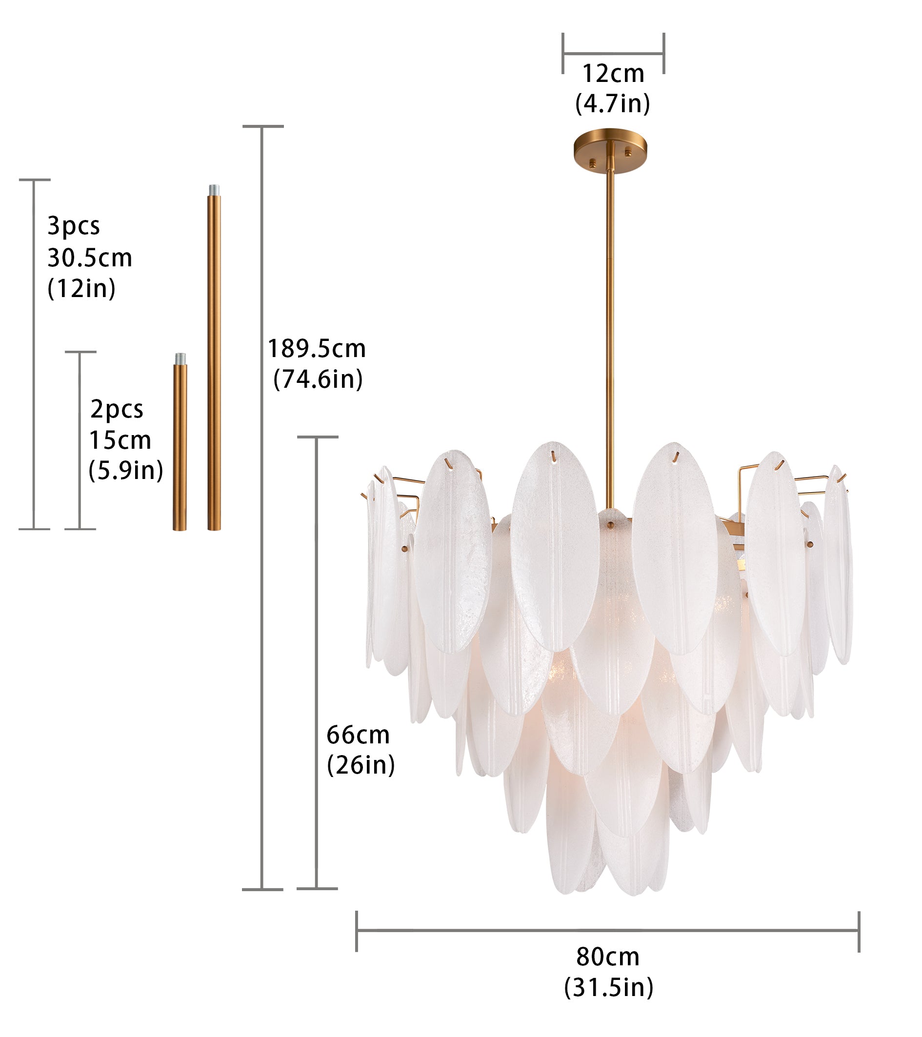 Gracey White Glass Chandelier